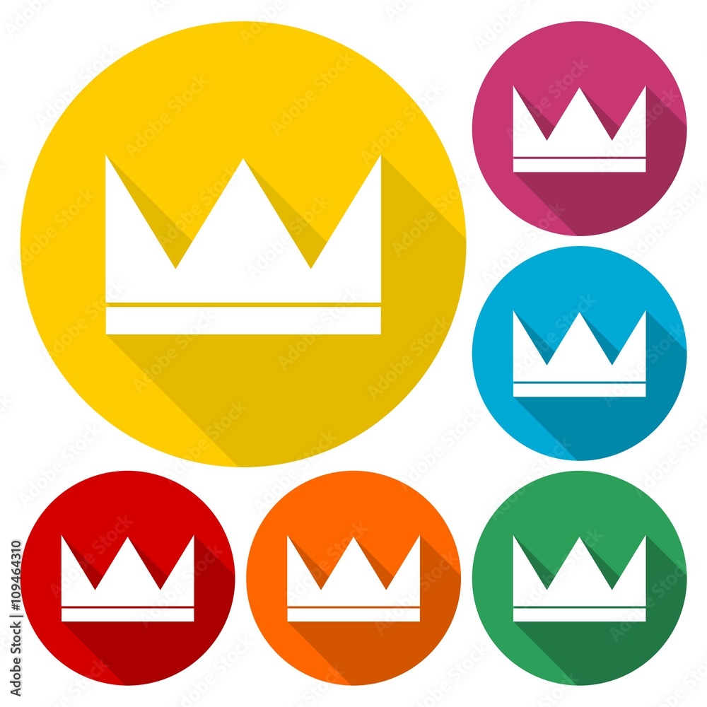 Crown icons set with long shadow Crown icons set with long shadow