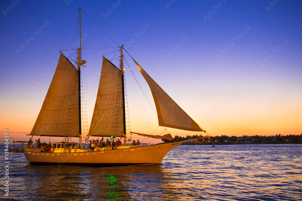 Sailboat at Key West Florida at Sunset