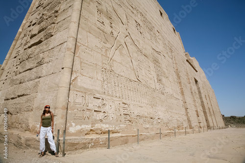 tourist in Medinet Habu Temple photo