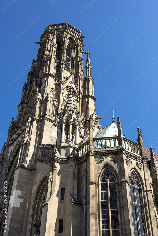 Stuttgart, Germany: Church steeple of St John's Church in the capital of Baden-Wuerttemberg (Johanniskirche)