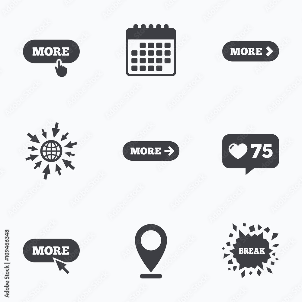 More with cursor pointer icon. Details symbols. More with cursor pointer icon. Details symbols.