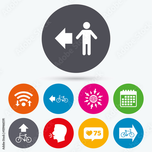 Pedestrian road icon. Bicycle path trail sign.
