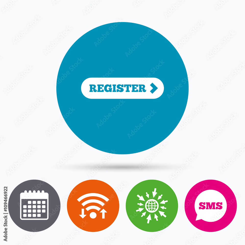 Register with arrow sign icon. Membership symbol Register with arrow sign icon. Membership symbol