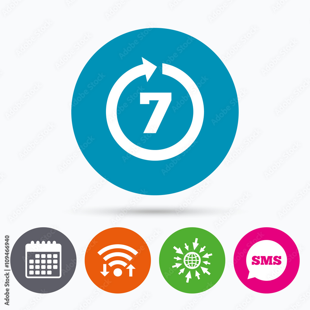 Return of goods within 7 days sign icon. Return of goods within 7 days sign icon.