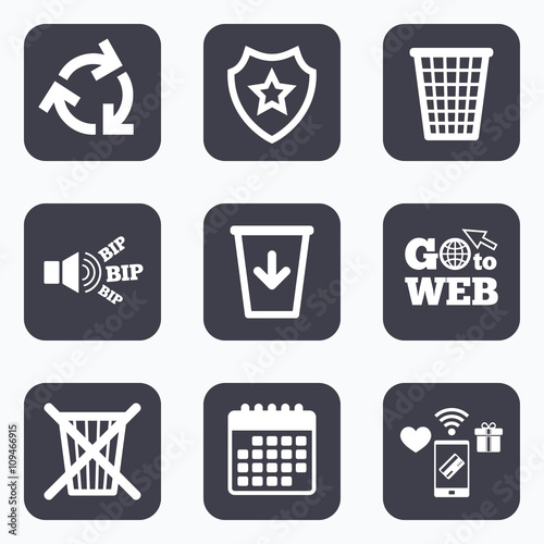 Recycle bin icons. Reuse or reduce symbol.