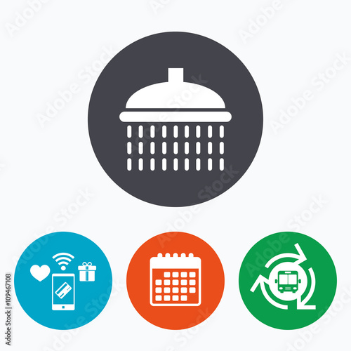 Shower sign icon. Douche with water drops symbol