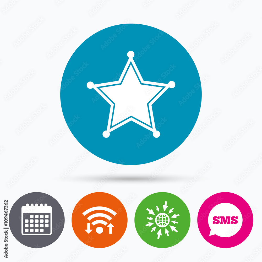 Star Sheriff sign icon. Police button. Star Sheriff sign icon. Police button.