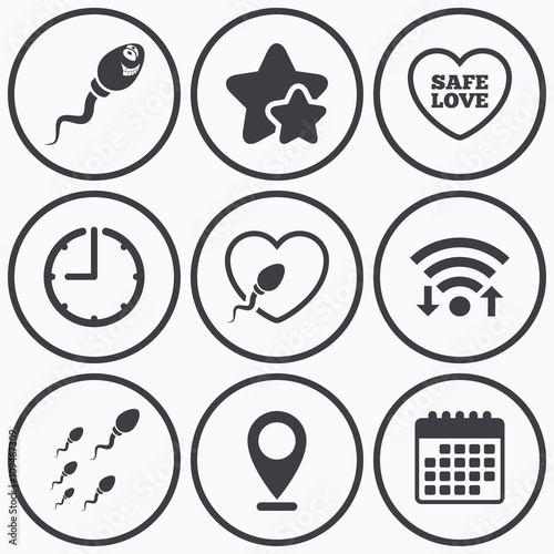 Sperm icons. Fertilization or insemination signs
