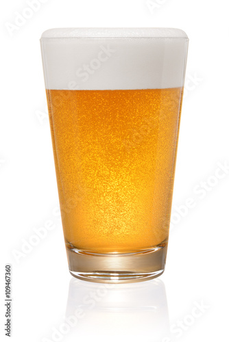 Glass of beer on white