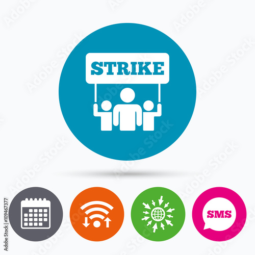 Strike sign icon. Group of people symbol.