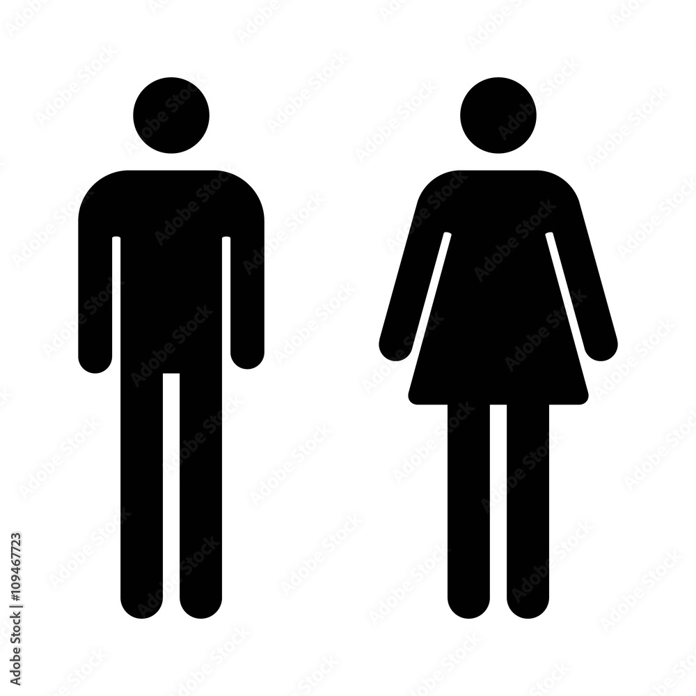 Male and female bathroom / restroom sign flat icon for apps and websites - obrazy, fototapety, plakaty 