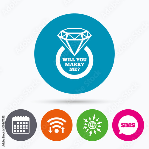 Marry me ring sign icon. Engagement symbol.