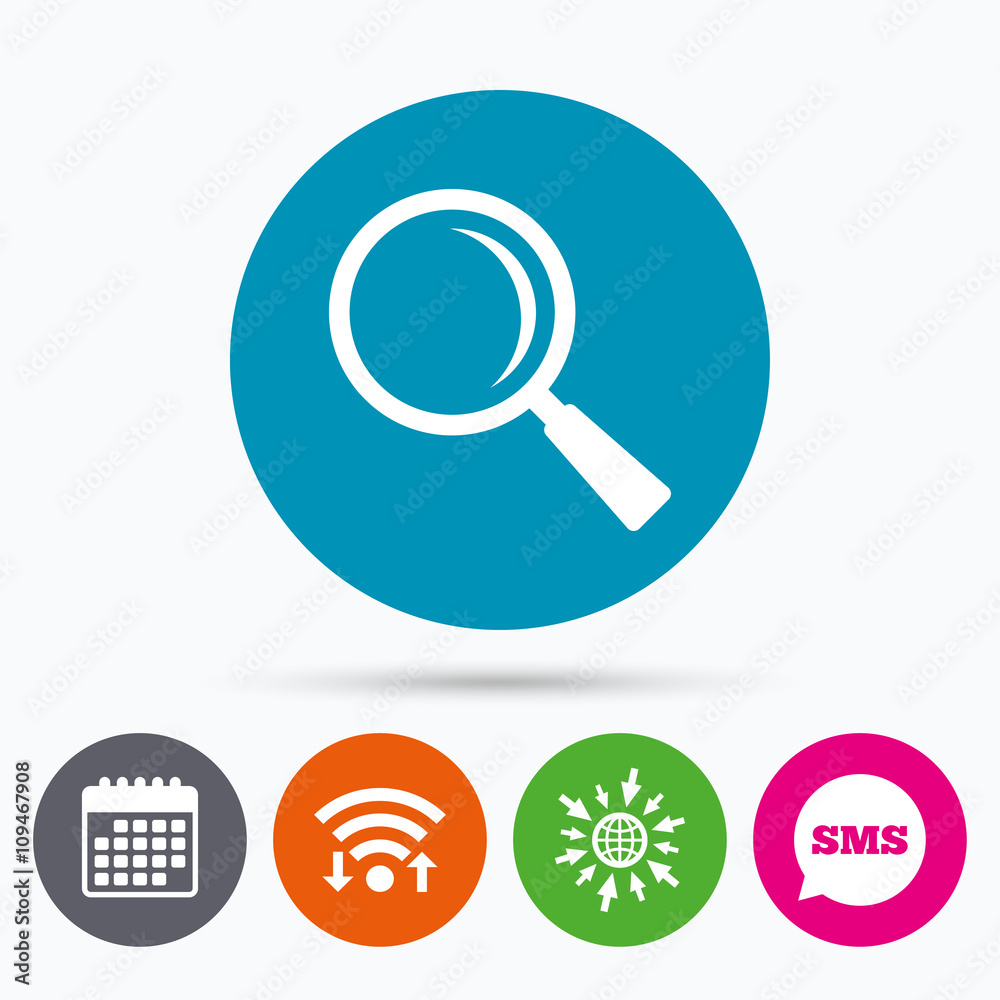 Magnifier glass sign icon. Zoom tool. Navigation Magnifier glass sign icon. Zoom tool. Navigation