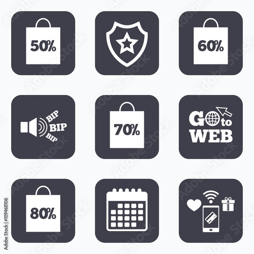 Sale bag tag icons. Discount symbols.