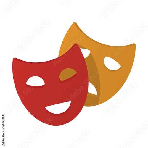 theater mask flat icon with long shadow for web