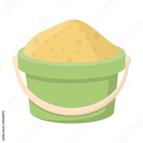 Bucket with sand cartoon icon. Illustration for web and mobile design.