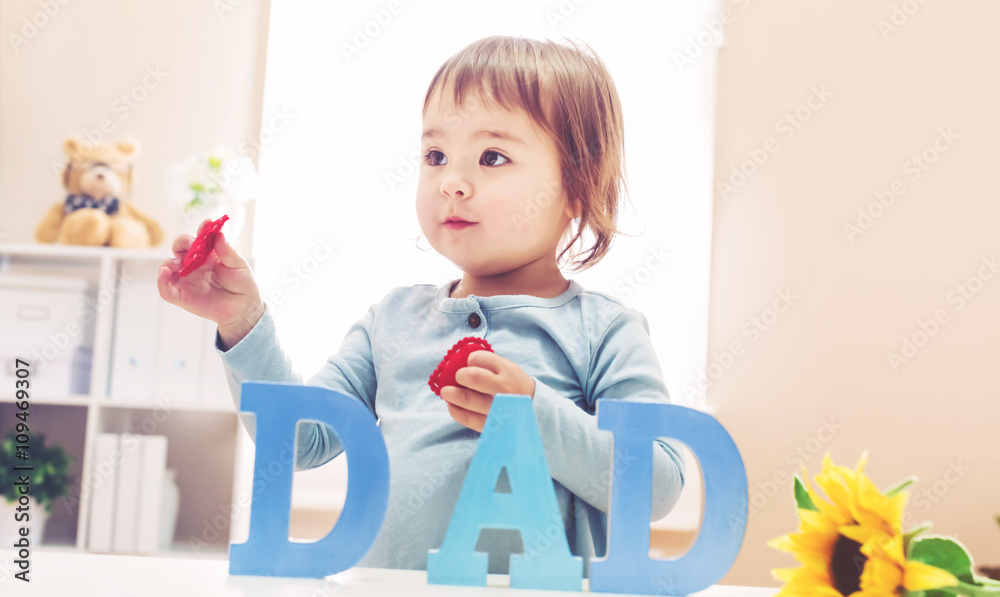 Toddler girl celebrating Father's Day