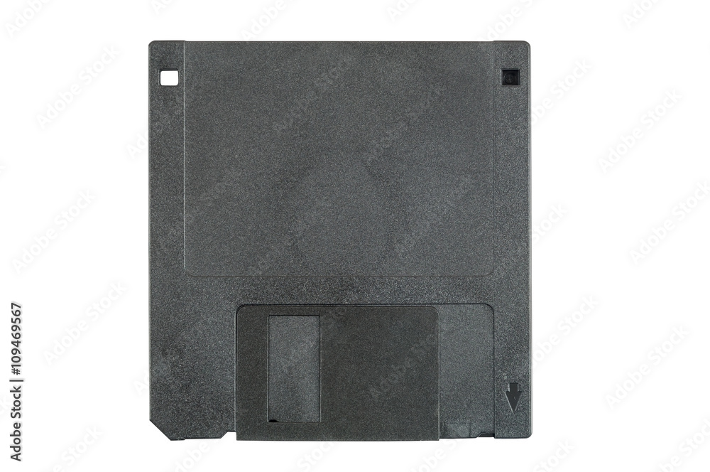 Obraz premium Black floppy disk on white background