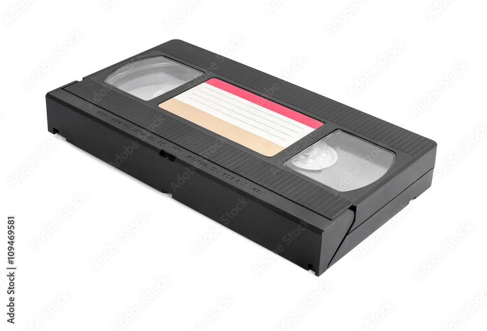 VHS cassette on white background