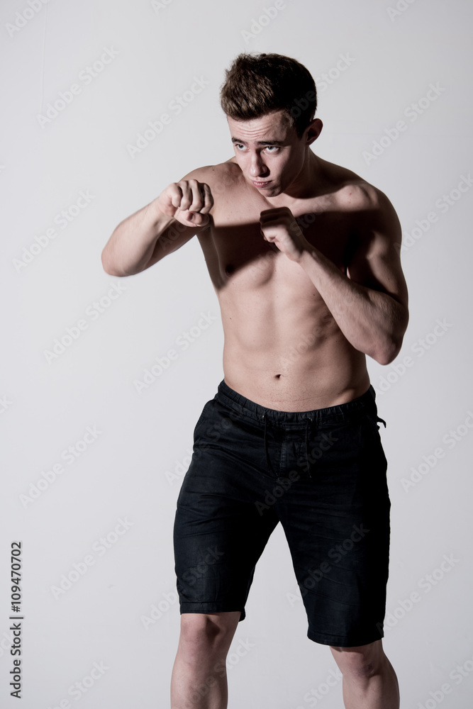 Portrait of powerful fighter man Portrait of powerful fighter man