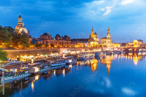 Evening scenery of the Old Town in Dresden  Germany