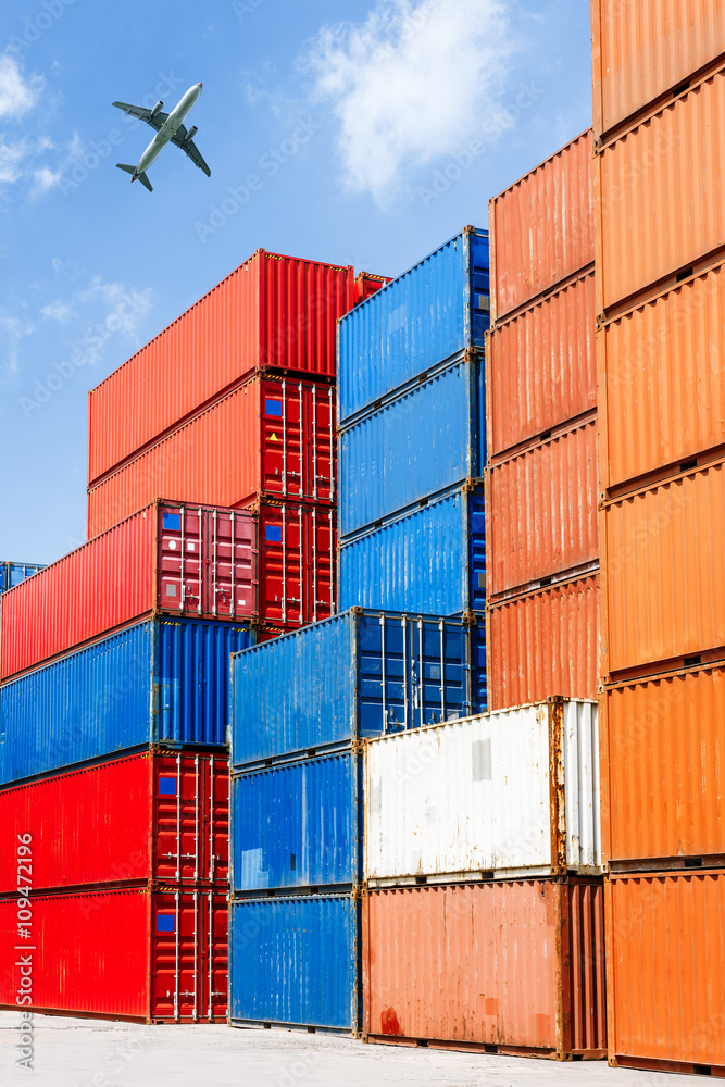 Fototapeta premium industrial port with containers