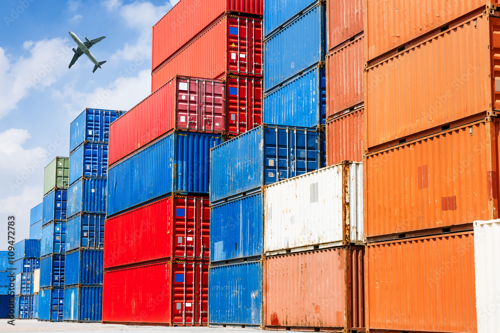 Fototapeta premium industrial port with containers