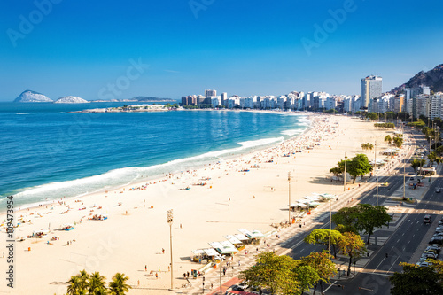 Aerial view of Copacabana beach in Rio de Janeiro