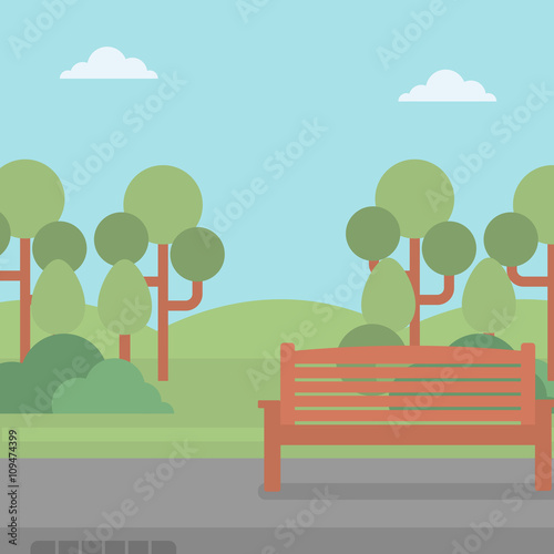 Background of park with bench.