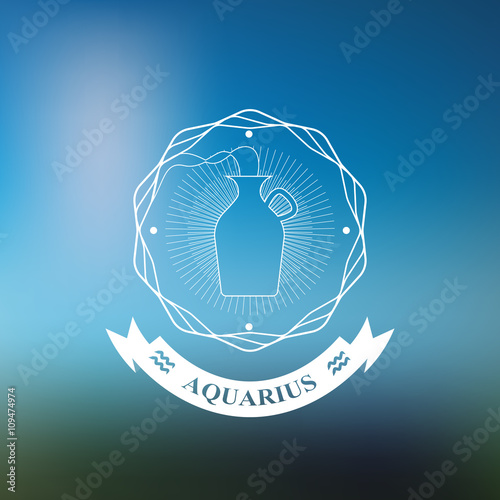 Aquarius Zodiac sign, Horoscope, tattoo, vintage badge