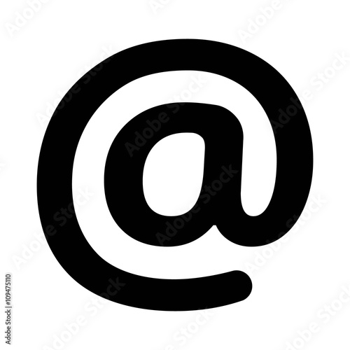 Rounded email at rate sign flat icon for apps and websites