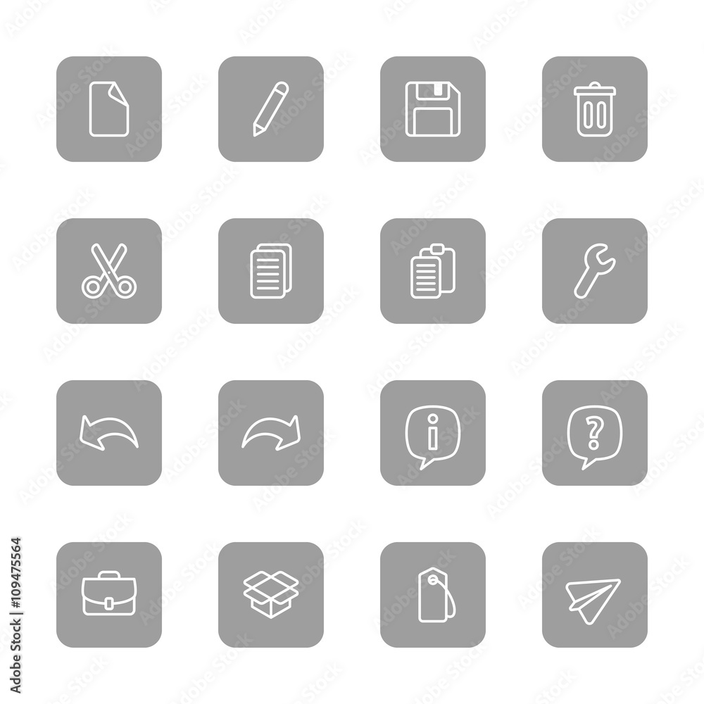 line web icon set on gray rounded rectangle for web design, user interface (UI), infographic and mobile application (apps) line web icon set on gray rounded rectangle for web design, user interface (UI), infographic and mobile application (apps)