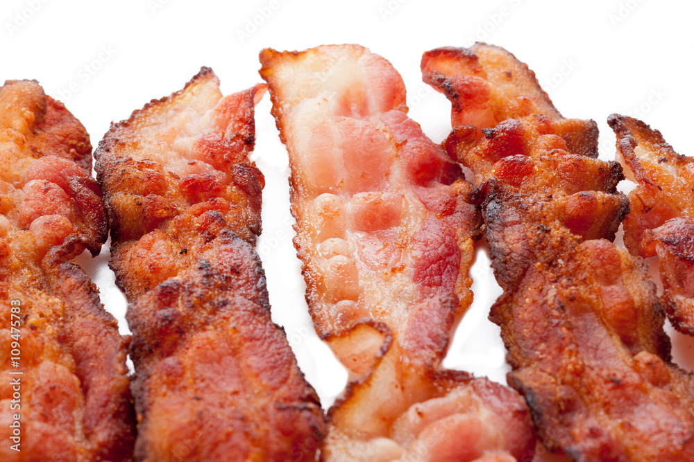 detailed shot of smoked bacon. detailed shot of smoked bacon.
