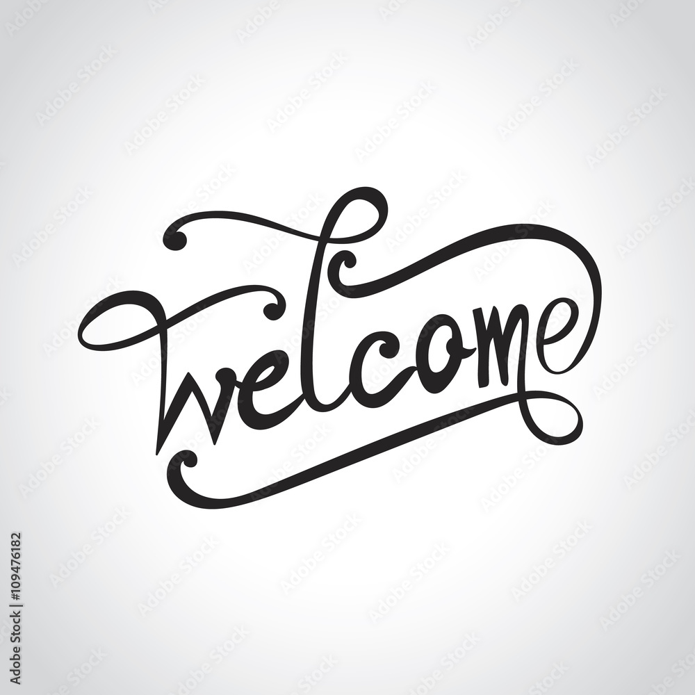 Welcome hand drawn lettering poster card Stock Vector | Adobe Stock