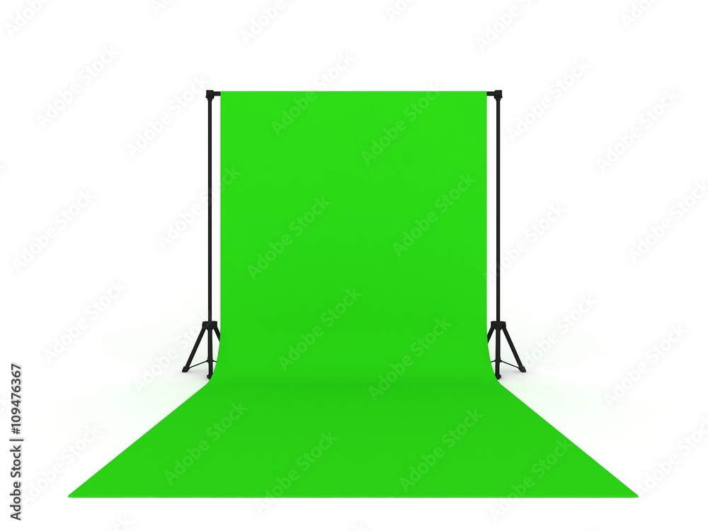 Photo Studio with Green Screen a isolated on white background Photo Studio with Green Screen a isolated on white background