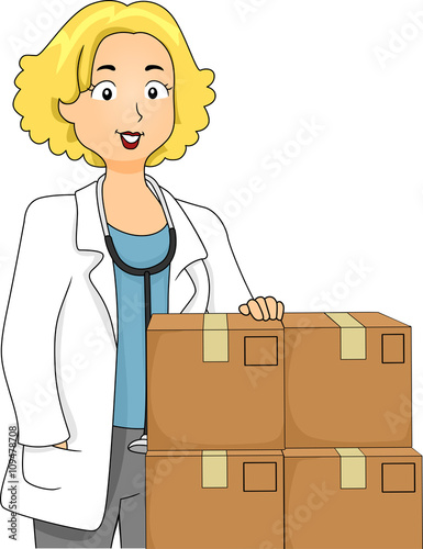 Girl Doctor Boxes Medicine