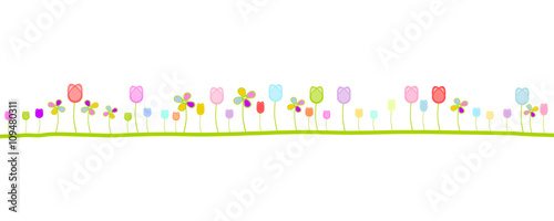Frühling Sommer Wiese Blumen Banner Bunt Band Landschaft Reihe