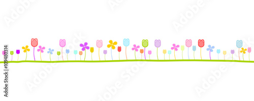 Frühling Sommer Wiese Blumen Banner Bunt Band Landschaft Reihe