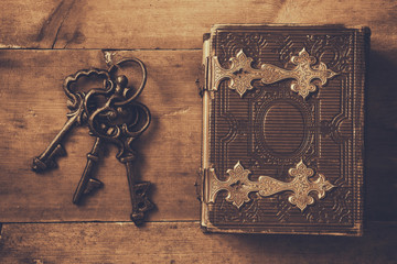 antique book cover, with brass clasps