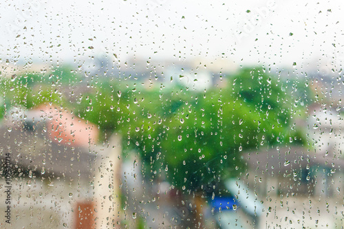 Rain drops on window surface