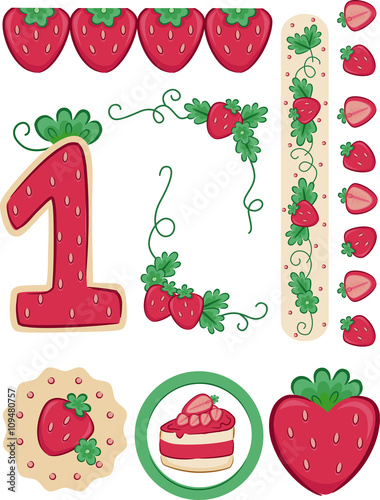 Number 1 Design Strawberry Birthday