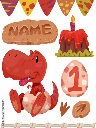 Number Design Tyrannosaur 1st Bday