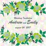 Vector round frame isolated with summer flowers in vintage style