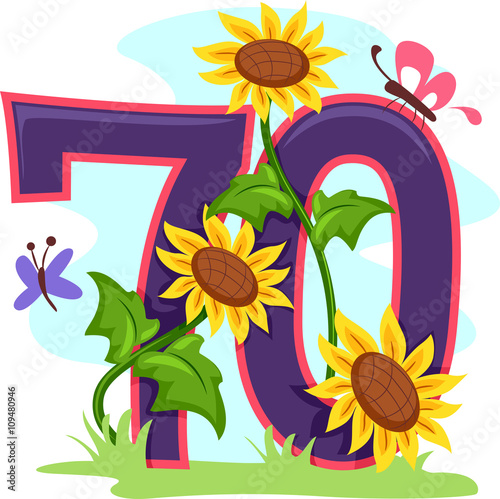 Number 70 Design Sunflowers