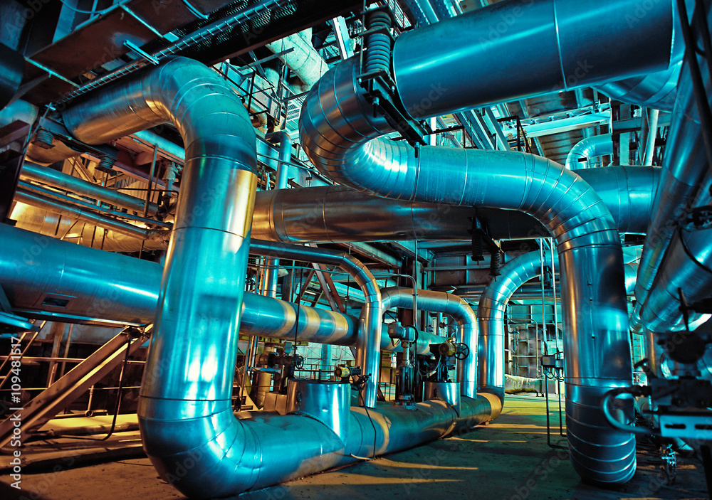 Industrial zone, Steel pipelines, valves and pumps Industrial zone, Steel pipelines, valves and pumps