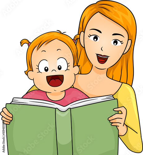 Family Mother Read Story Book Baby Girl