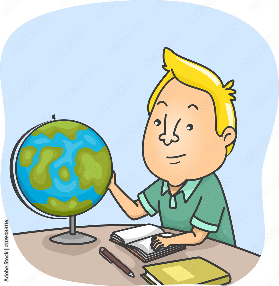Man Search Globe Man Search Globe