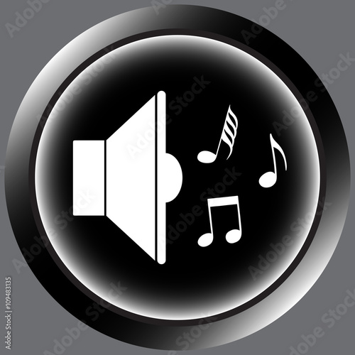 Icon black loudspeaker and notes