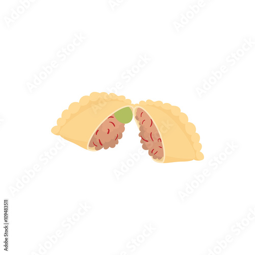 Empanada, meat pie icon, cartoon style 