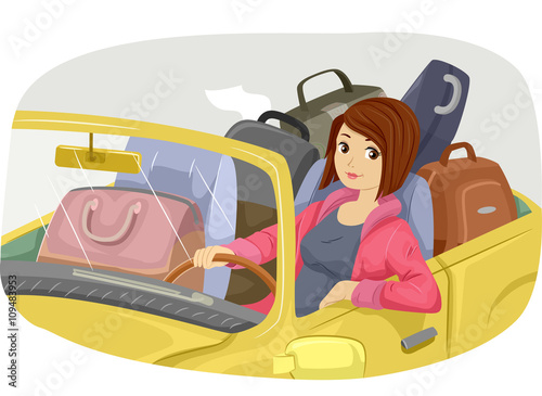 Teen Girl Traveling by Car